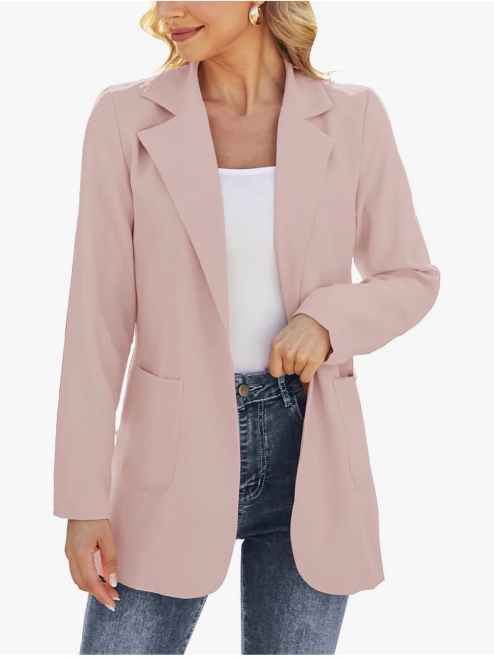 Dazosue Blush Open-Front Blazer — Size M